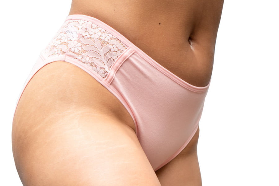 Model wearing pink cotton underwear for women